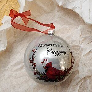 NWT GANZ "Always In My Prayers" Cardinal Glass Ball Ornament